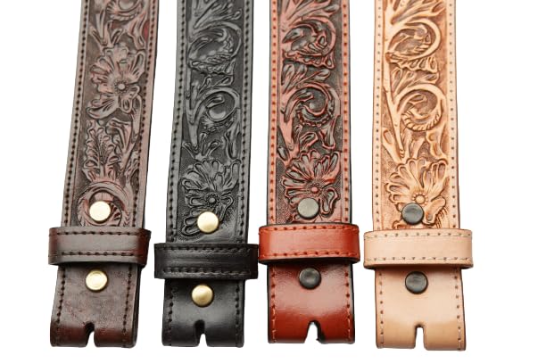 Tito's Custom Buckles Midland Hand-tooled, Saddle leather, Lined, Full-grain Belt Western Oak Leaves4