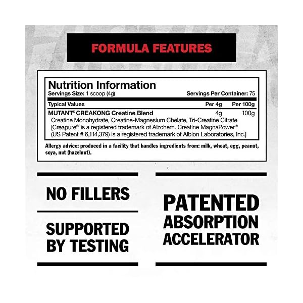 Mutant Creakong, Creatine Supplement and Workout Boost Absorption Accelerator with No Fillers, 300g - Image 6