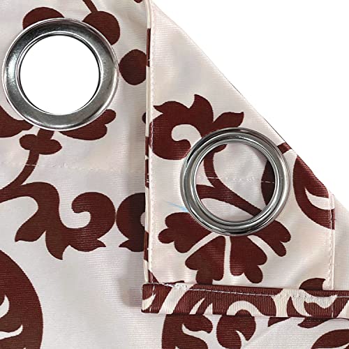 Image of Swayam 90% Blackout Polyester Window Curtain for Living Room & Bedroom | 5 Feet | Room Darkening Curtain with Eyelets | Pack of 1 | Ethnic Motif Design - White & Brown
