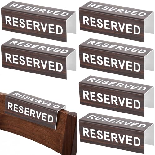 Sliner 6 Pack Reserved Sign for Church Pew Multipack 6 x 2 Inch ABS Dual-color Board 3-sided Engraved Reserved Signs for Church Pews, Weddings, Events, Clamp-on Seat, Table Marker