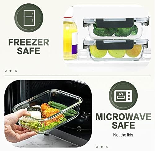 KOMUEE 30 Pieces Glass Food Storage Containers Set with Lids, Gray - 3