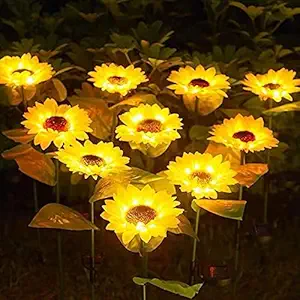 arythe 2 Packs Outdoor Garden Solar Power Waterproof Sunflowers Lights Patio Decor