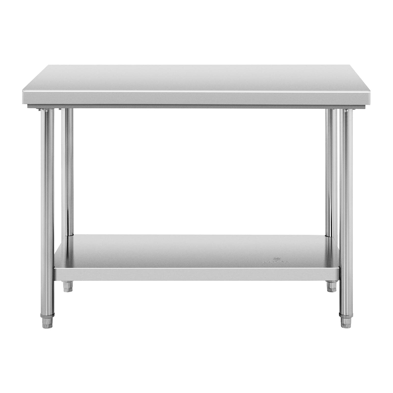 Royal Catering Mesa De Acero Inoxidable para Hostelería RCWT-120X60S (Superficie de Trabajo 120 x 60 cm, 2 Niveles, Capacidad de Carga de 400 kg)
