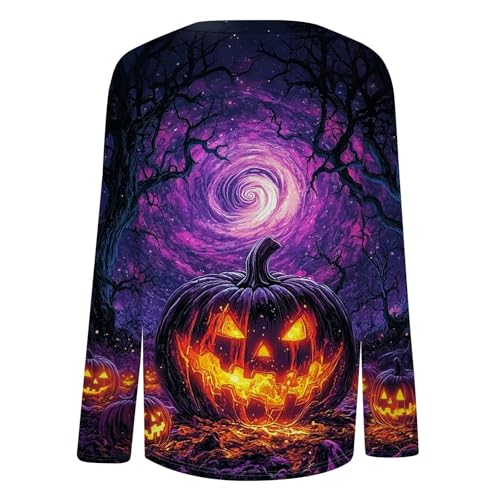 Halloween Shirts for Women Long Sleeve Plus Size Fashion Crewneck Comfortable Tshirts Halloween Costumes for Women