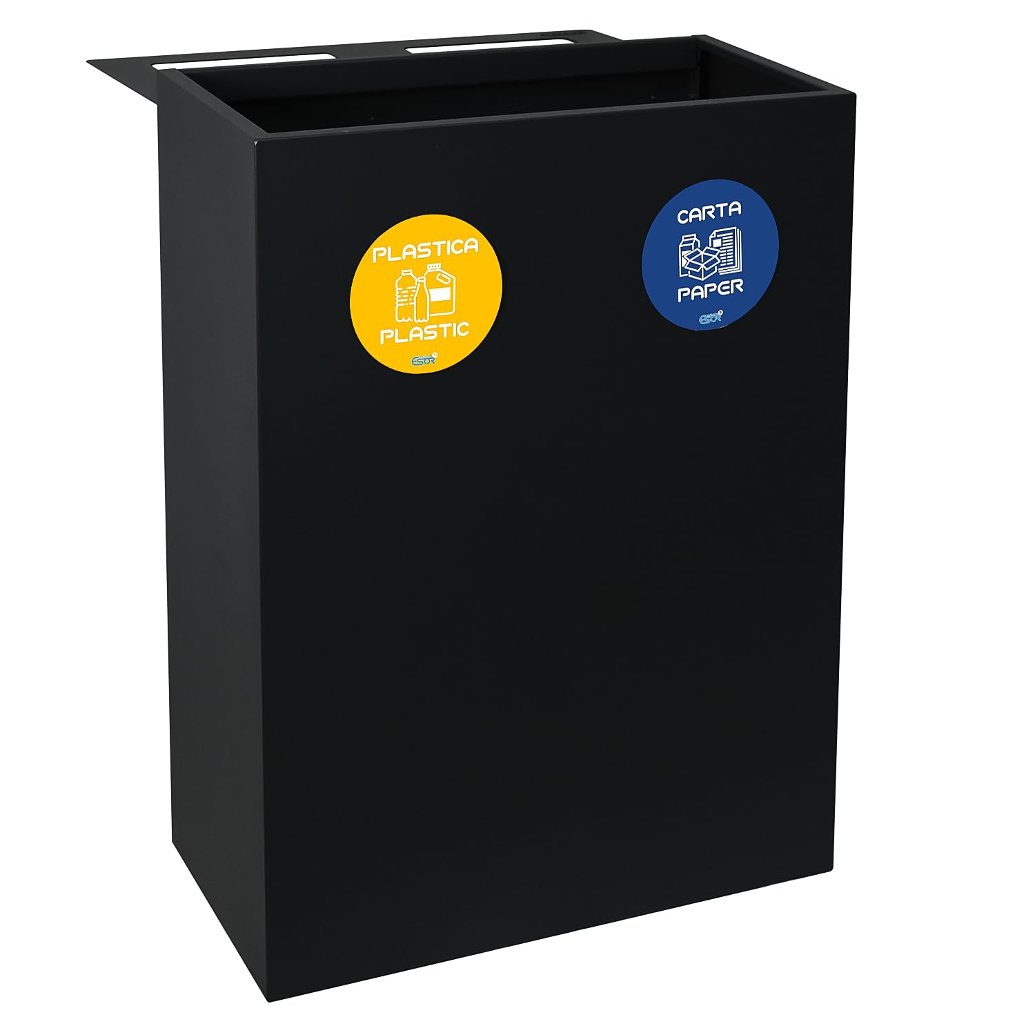 Contenitore raccolta differenziata in acciaio verniciato, Mobile pattumiera da esterno con 2 scomparti, capacità 120 litri, bidone resistente alle intemperie, L60 x P30 x H80 cm (ANTRACITE 7016)