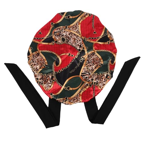 Bonnet de nuit en satin rouge pour protéger les cheveux pendant le sommeil, lot de 4 pièces