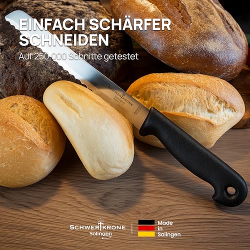 Schwertkrone® Brotmesser Wellenschliff [MADE IN SOLINGEN - GERMANY] - Bread Knife - Großes Brotmesser mit Griff - Brötchen- &… – Ansicht 6