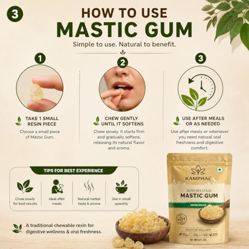 Image of Kamphal Mastic Gum Rumi Mastagi 10g | Pure Natural Chewable Resin | Supports Digestive Wellness & Oral Freshness | Traditional Herb | No Added Sugar, No Preservatives