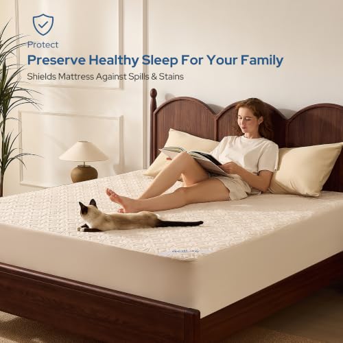 Image of BEDLORE Waterproof Mattress Protector, Queen Size Mattress Pad Noiseless