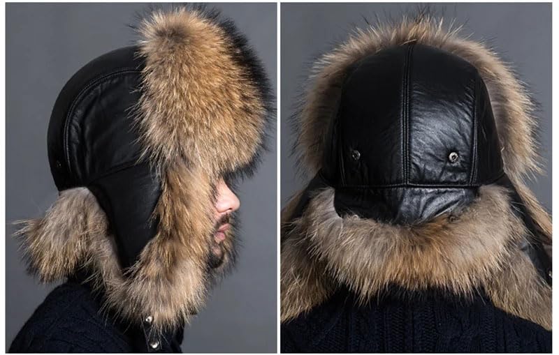 Zimowa męska sztuczna czapka futrzana rosyjska czapka futrzana czapka rosyjska męska czapka narciarska, A-58-60cm,A-58-60cm