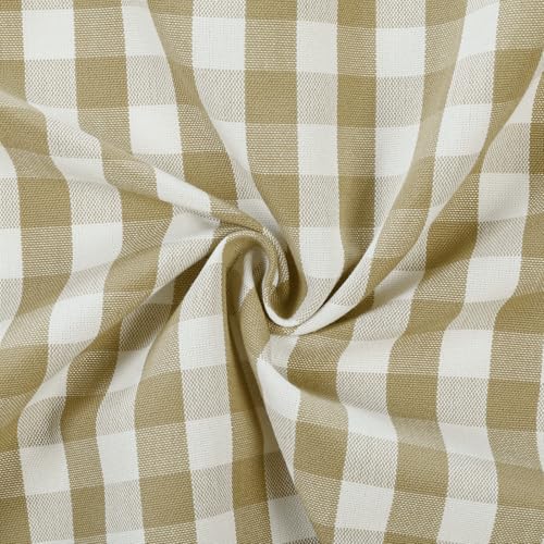 Image of TWOPAGES Pinch Pleat Cafe Curtains 36 Inch Long Buffalo Plaid Light Filtering Farmhouse Half Window Curtains for Small Window (Khaki Small Plaid, 26W x 36L Inches, Set of 2)