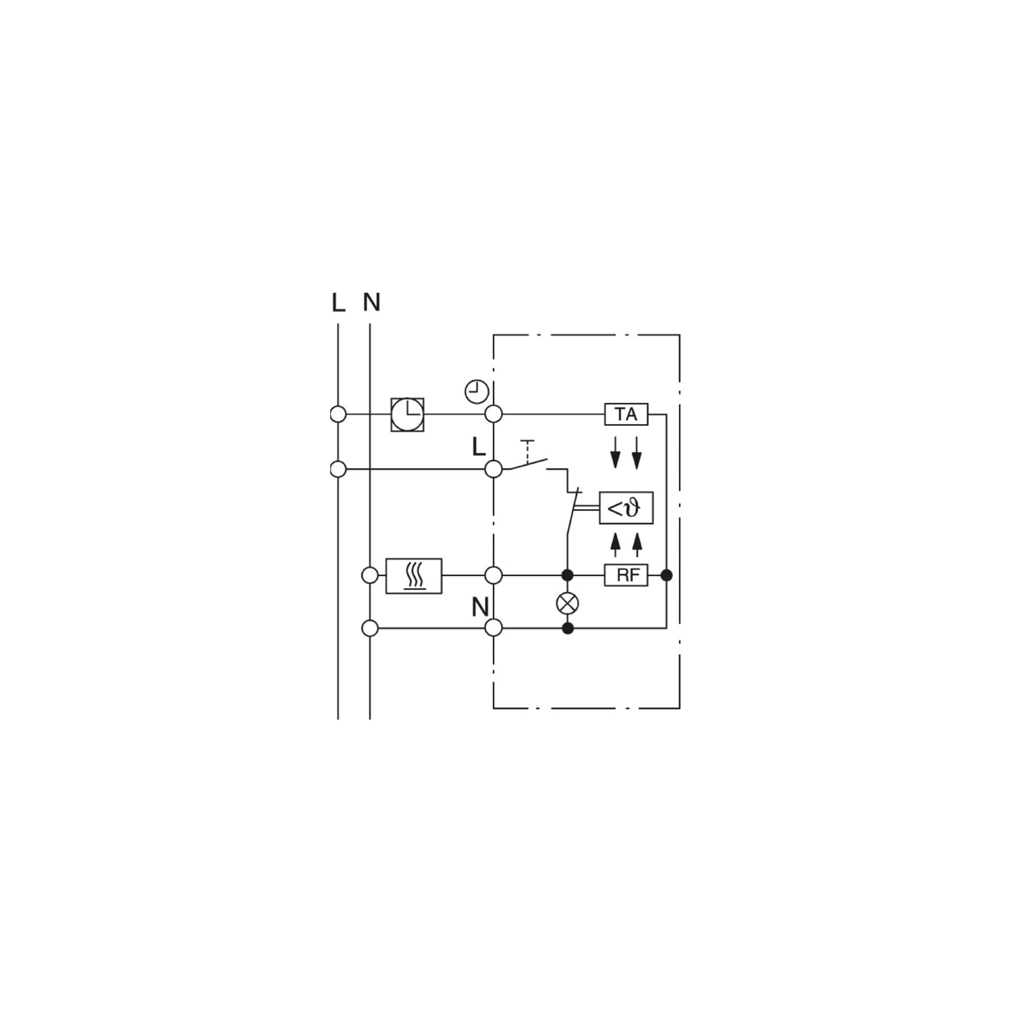 Eberle UP-Raumregler UTE 1015 (RAL 9010 weiß glänzend, Maße 55x55, 5-30 C, AC 230V, 1Öffner, 10 A, Temperaturabsenkung ca.4K, Schalter Ein/Aus, Anzeige Regler Heizt) 191811554502