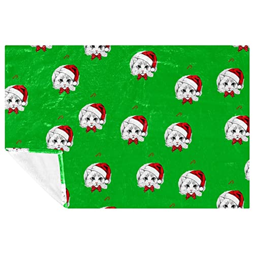 Couverture chat de Noël plaid chaud microfibre 150x100cm jeté de lit canapé camping - 2