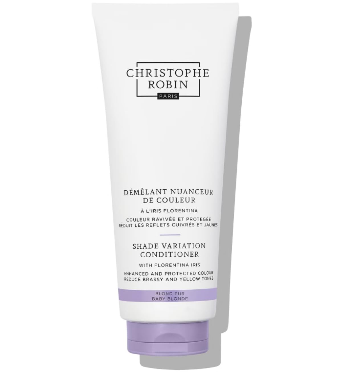 Christophe Robin Shade Variation Baby Blonde Toning Purple Conditioner with Florentina Iris, Neutralizes Brassy, Yellow Tones for Blonde, Bleached, Silver, Highlighted Hair 200ml