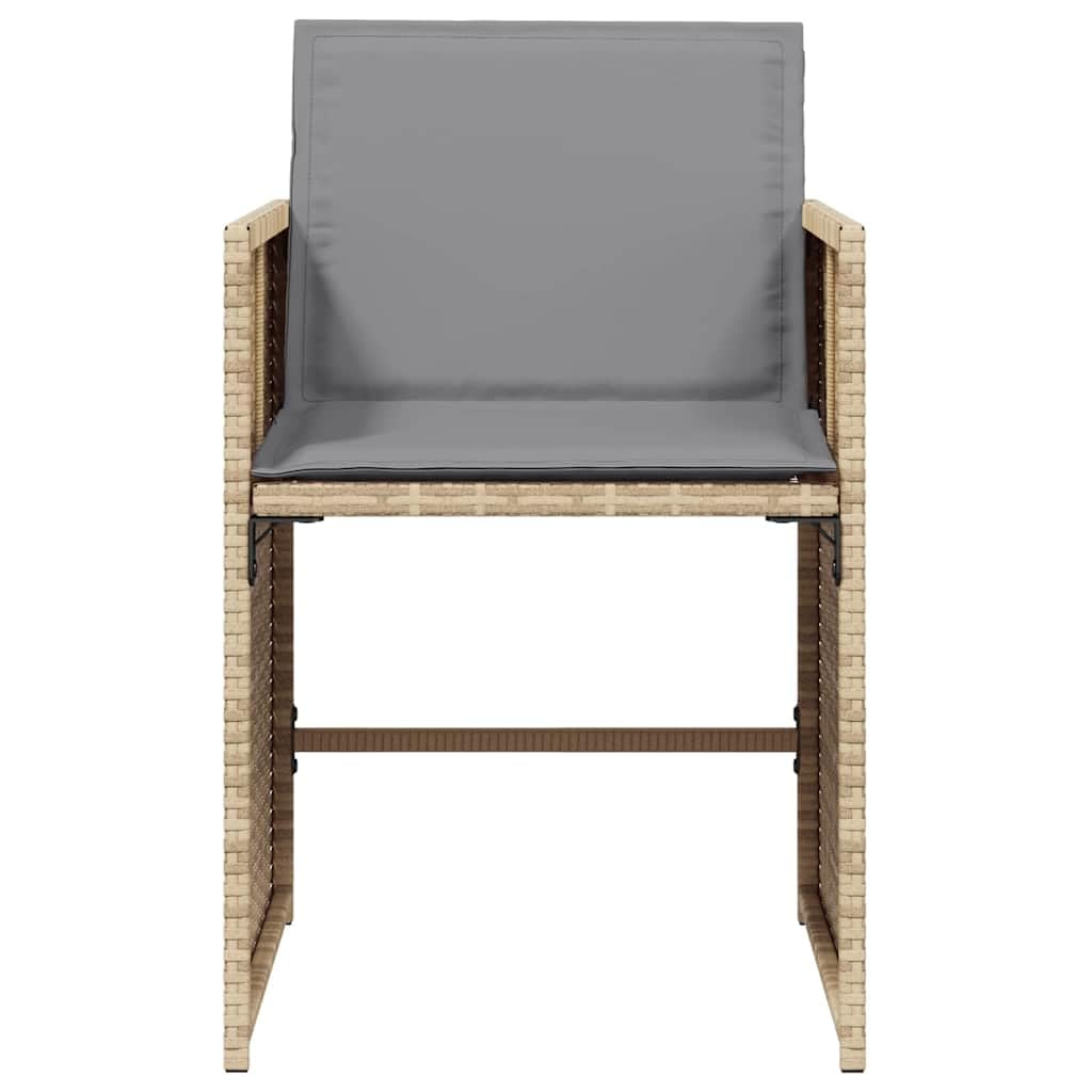 Krzesła ogrodowe z poduszkami, 4 szt., mieszany polirattan, stal malowana proszkowo, 50,5 x 54 x 79 cm, składane, odporne na warunki atmosferyczne, z tapicerką, na balkon, taras, do