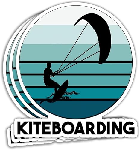 Calcomanías retro para kitesurf, kitesurf, kitesurf, kitesurf, kiteboarding, kiteboarding, kiteboarding, regalo, botella de agua, vaso, laptop, 3 x