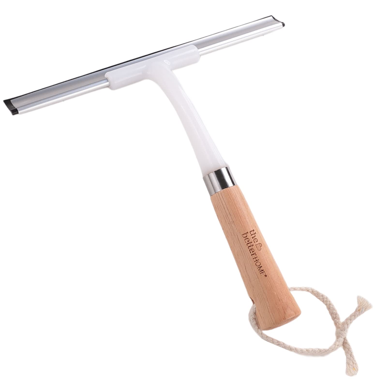 The Better Home (24cm) Glass Cleaner Wiper | Car Glass Cleaner | Window Glass Cleaner Anti-Slip Wooden Handle Loop for Hanging | Wiper for Bathroom Floor Cleaning | Wiper for Floor Cleaning
