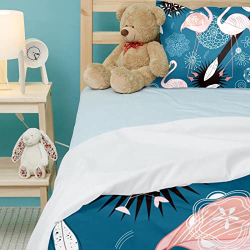 Parure de lit flamant rose housse de couette anti-plis avec taies - 5