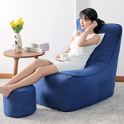 Sillón Puff (sin Relleno), sofá Perezoso para niños y Adultos, Forro para Sala de Estar y Dormitorio, Zafiro, 90 x 75 x 85 cm