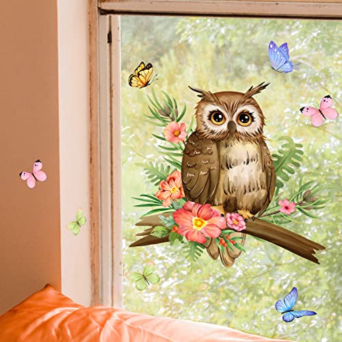 Vinilo decorativo búho adorable en rama para pared miniatura 3