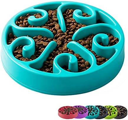 IMHAPO Slow Feeder Dog Bowl, Large 1600ml Pet Slow Down Feeding Dishes, Maze Interactive Dog Puzzle, Dog Feeder Bloat Stop Slo Bowl, Non Toxic & Anti Choking, Blue, Large