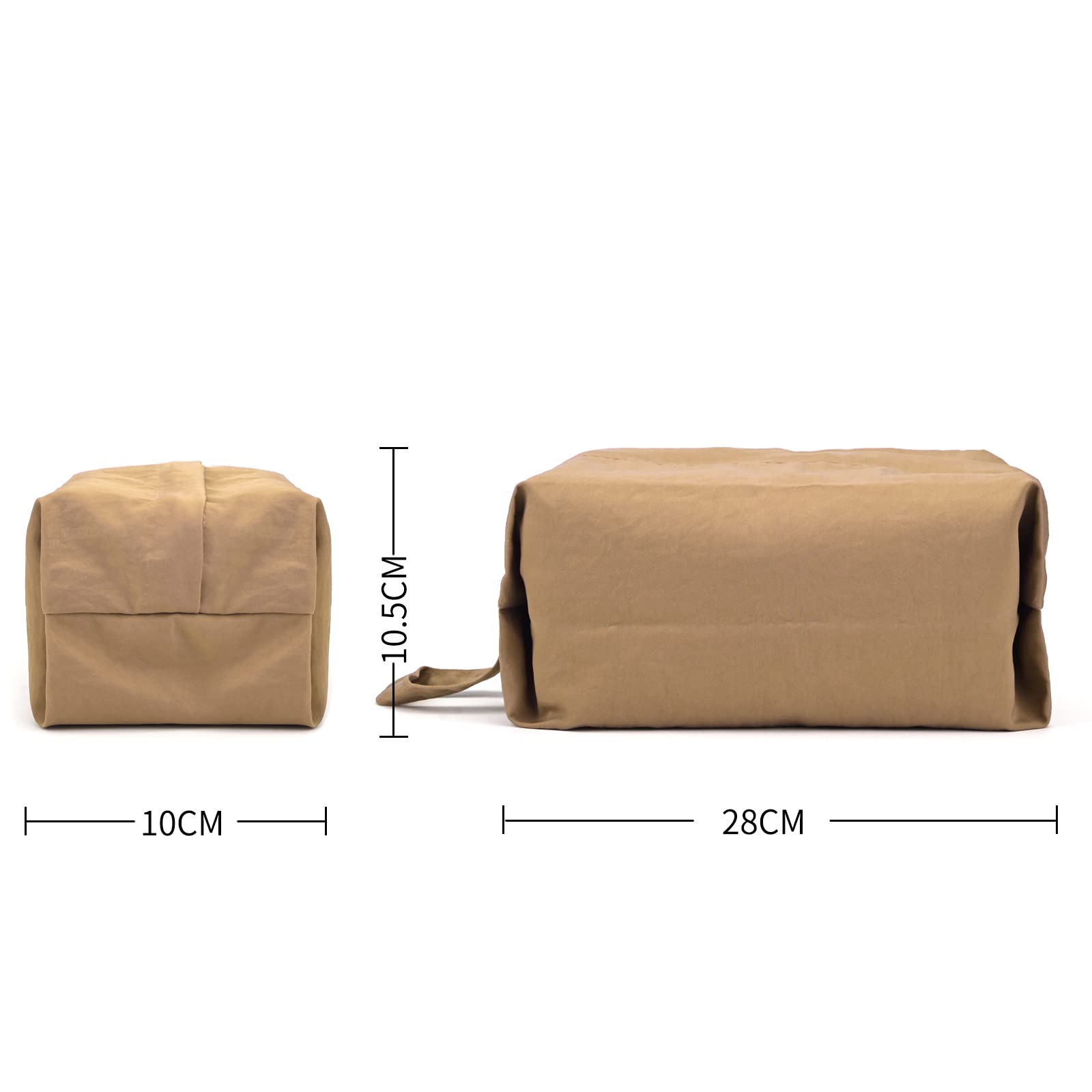 Fycyko Compatibile con borsa per il trucco, semplice tinta unita, in tela, pieghevole, da viaggio, per cosmetici, per donne e ragazze, Marrone, Borsa cosmetica