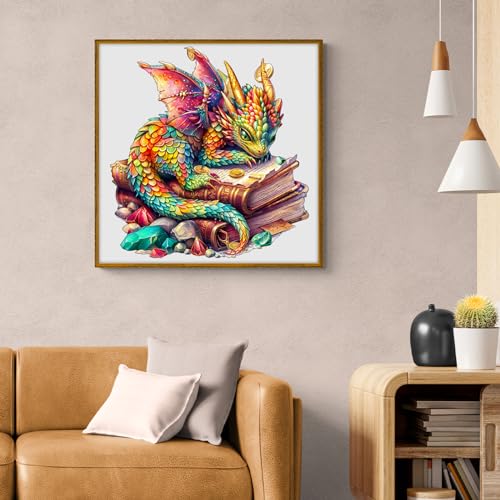 Jigfoxy Wooden Puzzles for Adults, Jeweled Dragon Wood Puzzle for Adults, Unique Animal-Shaped Wooden Jigsaw Puzzle, Christmas Thanksgiving Gifts for Family and Friends (S-8.5 * 8in-100pcs) - Image 7