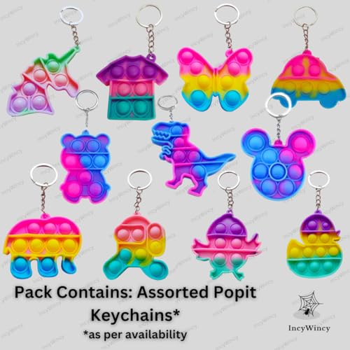 Image of Compact Silicone Popit Keychain Keyring - Sensory Stress Relief Fidget Toy for Anxiety - Mini Portable Bubble Popping Fun on-the-Go - Travel-Size Pop Bubble Keyring