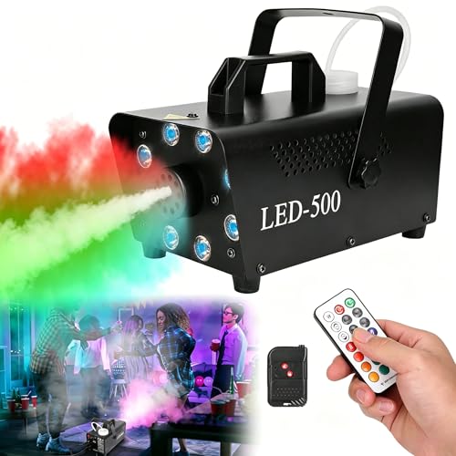 Máquina de humo 500W con LEDs y control remoto