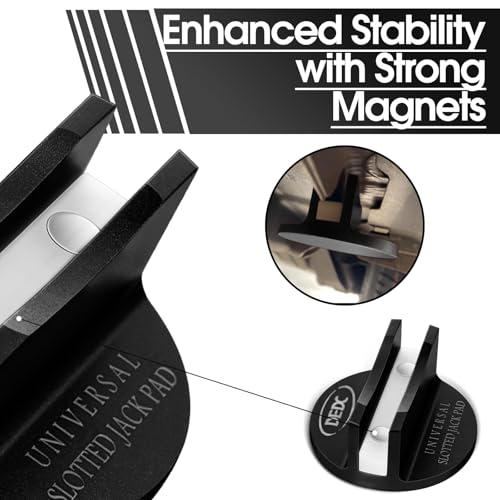 Image of DEDC Universal Aluminum Grooved Magnetic Jack Pad Black 1 Pc, Jacking Puck Pinch Weld Frame Rail Adapter, Jack Accessories for Mechanics