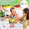 Durable Resin Garden Pot Craft Kit for Kids- 24 Pack Colorful Flower Plant Spring Crafts with Super-adhesive Stickers & Blank Labels School Activities Growing Kit for Classroom Home DIY Gift 4+ years #3