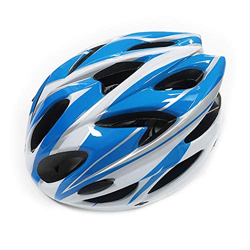 UPANBIKE - Casco de bicicleta ajustable de una sola pieza, protección de seguridad para adultos, tamaño grande, Azul y blanco.