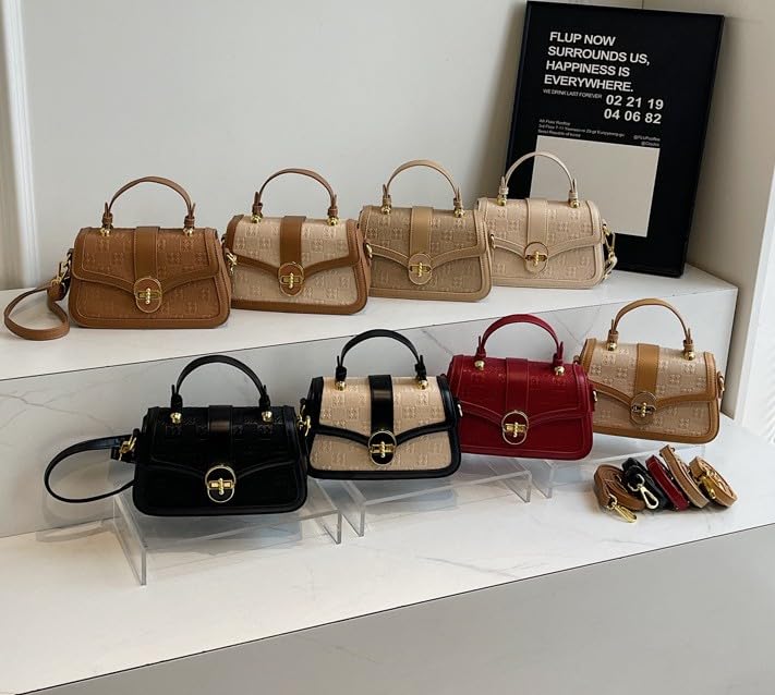 URAWOW Flap Shoulder Bag Vegan Leather Top Handle Satchel Handbag Smalll Crossbody Clutch Purse 7