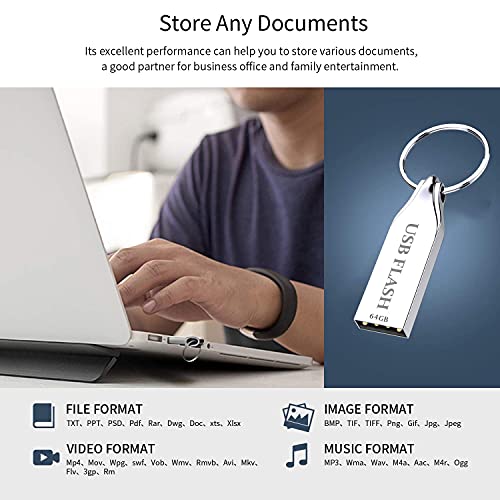 TFUFR Chiavetta 64GB, Pen Drive Metallo