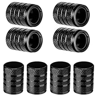 GEEHUA 8 Stück Aluminium Auto Ventilkappen, Ventilkappen Abdeckung Autoventil Kappe Fahrradventil Kap für stabilen Reifendruck mit Kunststoffauskleidung für Auto LKW Fahrrad (Schwarz)