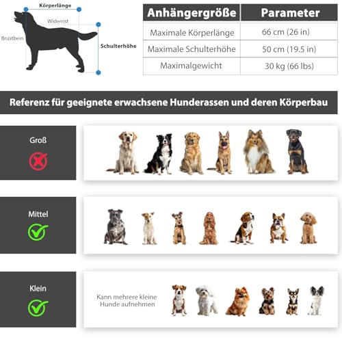 Fiximaster Hundeanhänger 2-in-1 für Fahrrad & Jogger – Transportwagen für Hunde bis 30 kg, faltbar, mit Bremsen, Signalwimpel, Outdoor & Heimgebrauch, leicht zu montieren (Gelb)