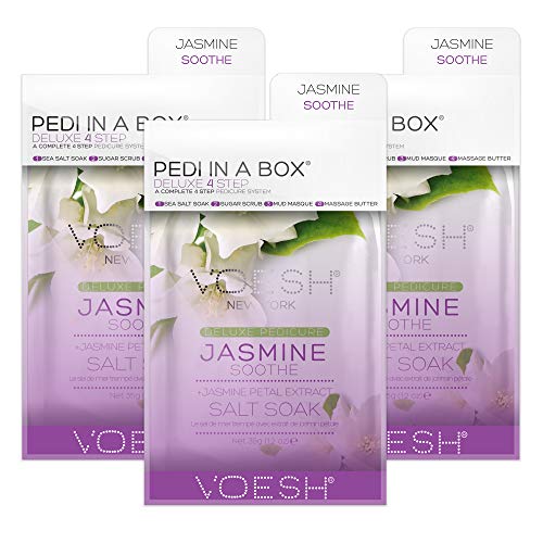 VOESH Pedi in a Box Deluxe 4 Step, Pack of 3 - Intensive Foot Treatment - VOESH Pedicure in a Box - DIY Pedi Kit - Vegan Spa Pedicure Kit - Pedicure Soak Kit - At-Home Foot Care