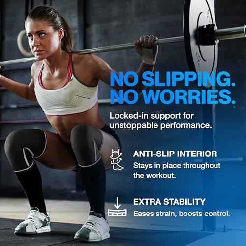 Image of Modvel 7mm Neoprene Knee Sleeves for Men & Women Weightlifting & Powerlifting - Compression Knee Sleeve Support for Squats, Gym, Training - USPA, IPL Approved - X-Large Black /white (Pair)