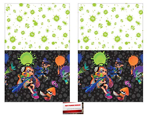 Splatoon Birthday Paper Table Cover (2 Pack), 54 x 96 Inches (Plus Party Planning Checklist by Mikes Super Store)