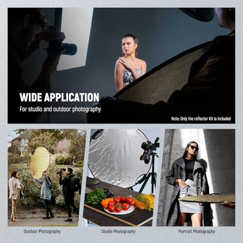 Image of NEEWER 51 inch /130cm Light Reflector with Handle Grip & 3 /8 inch Thread, 5 in 1 Foldable Disc Light Diffuser Translucent /Silver /Gold /White /Black for Photography Lighting, Outdoor Lighting, RF-130II