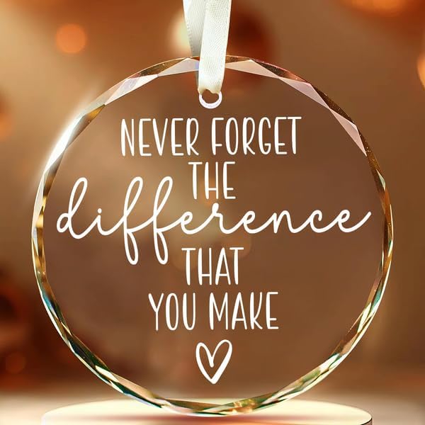 Thank You Gifts for Women Men - Never Forget The Difference That You Make for Coworkers, Retirement Farewell Going Away for Women Men Coworker Boss Friend - Glass Ornament