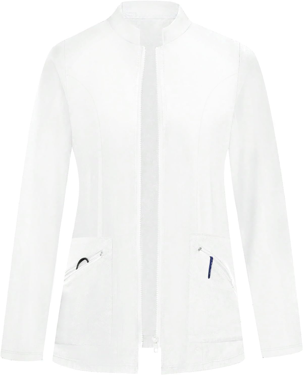 Scrub Jackets for Woman, Long Sleeve Scrub Warm-Up, Black, Professional Design, Zip-Up Front Pockets