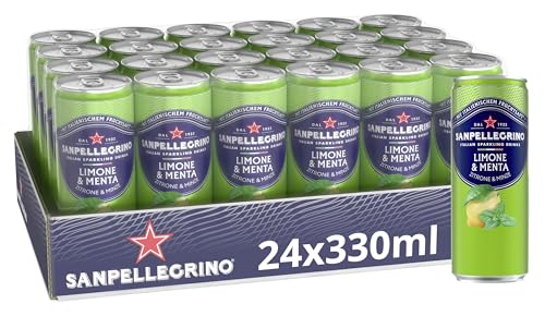 San Pellegrino Limone & Menta Zitrone-Minze-Limonade mit 16% Zitronensaft (aus Konzentrat) 24er Pack (24 x 330ml) Einweg-Dosen