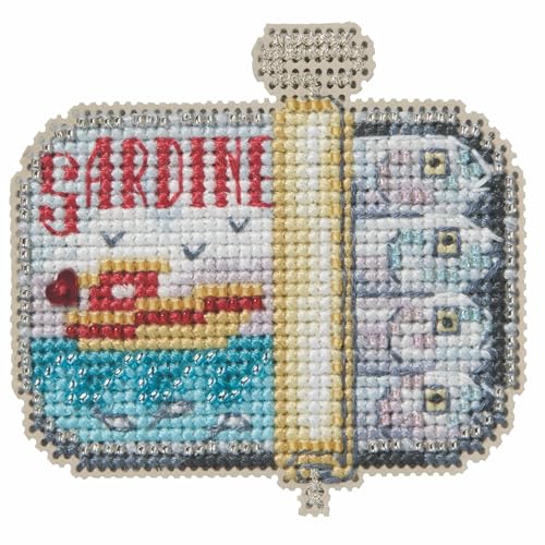 Mill Hill Sardines Beaded Counted Cross Stitch Ornament Kit 2026 Spring Bouquet MH182614 3 inches x 3 inches Multi