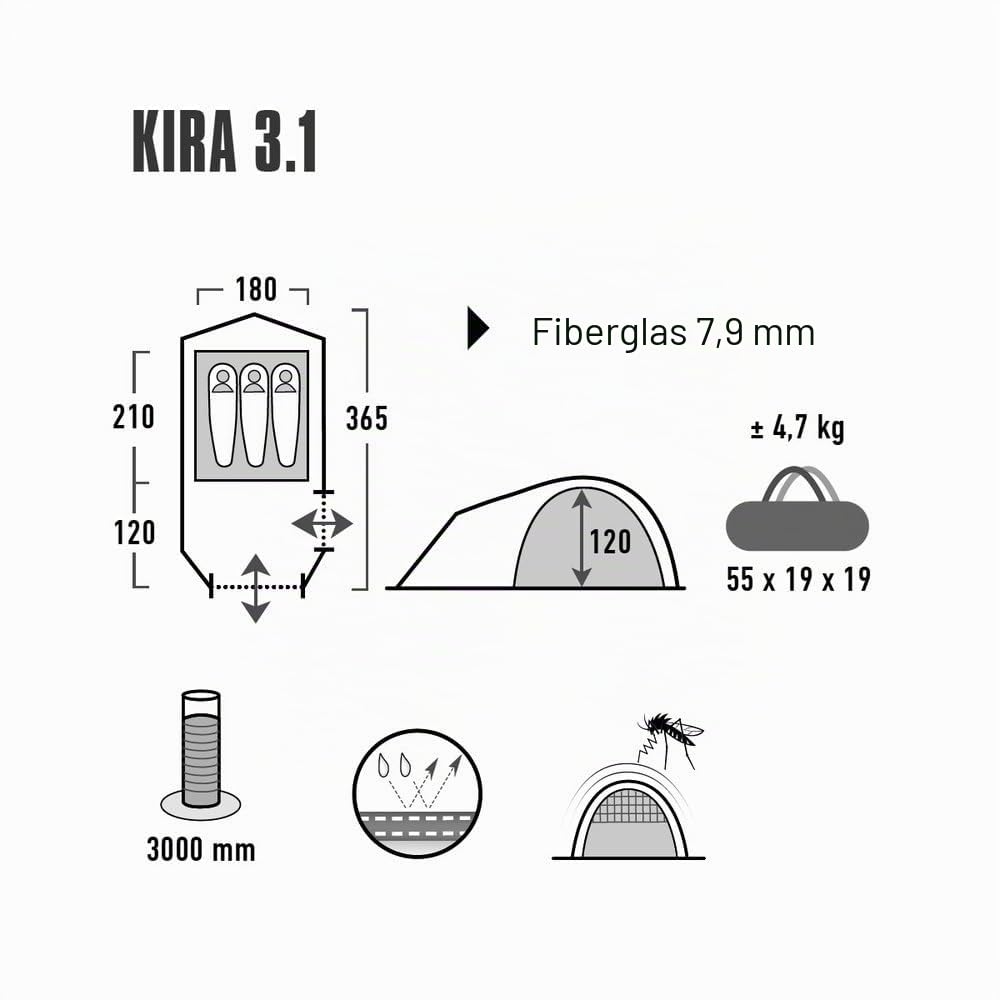 High Peak Kuppelzelt Kira 3 4 Personen Camping Trekking Zelt Igluzelt Vorraum Kira 3.1