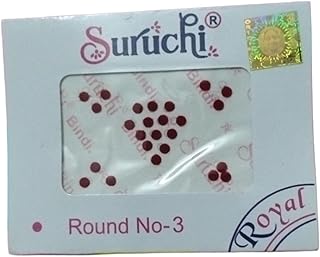 OM enterprises Suruchi Royal Round No-3 Bindi, maroon Color, Traditional Indian bindi pack of 12