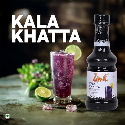 Image of Zone Kala Khatta syrup 300ml | Nostalgic Tanginess with a Modern Twist | Ideal for Mocktails, Cocktails, Lemonades, Iced Teas & More | 35+ Flavours (Pack of 3)