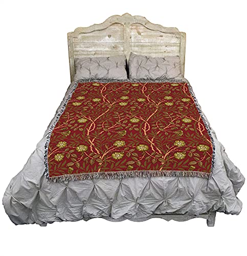 Image of Pure Country Weavers William Morris Sweetbriar Scarlet Blanket - Arts & Crafts - Gift Tapestry Throw Woven from Cotton - Made in the USA (72x54)