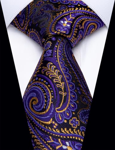 Image of YourTies Paisley Men's Necktie Woven Silk Floral Ties for Men Designer Formal Business Party Wedding
