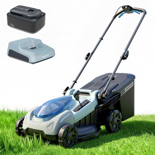 Image of 18-Inch Electric Lawn Mower, 40V Self-Propelled Cordless Lawn Mower with 4.0Ah Battery & Charger, Brushless Motor, 2-in-1 Mulching & Bagging, 6-Position Height Adjustment, for Small to Medium Yards